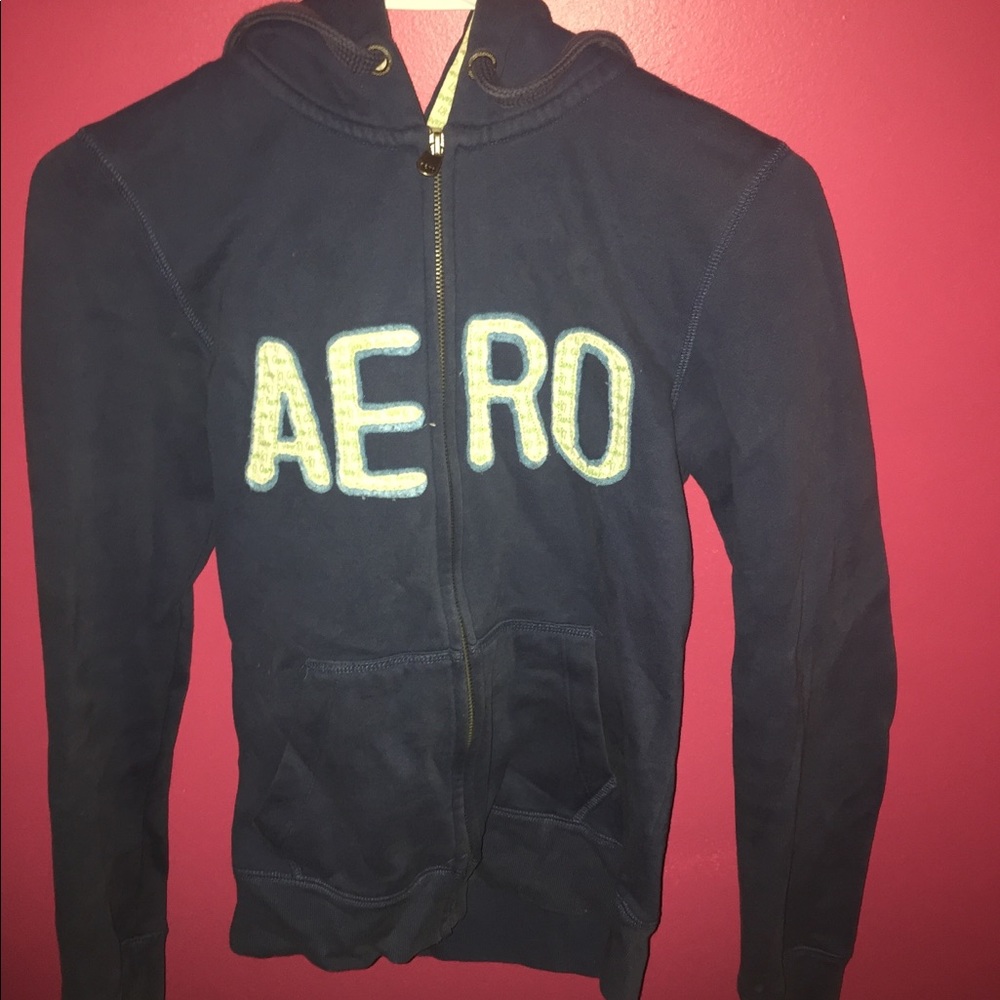 Aeropostale Graphic Blue Zip-Up Hoodie